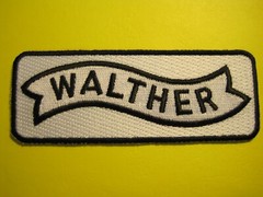 WALTHER FIREARMS VEST PATCH BLK ON WHT HOOK BACK 1.25 X 4 IN RECTANGLE GUN PATCH