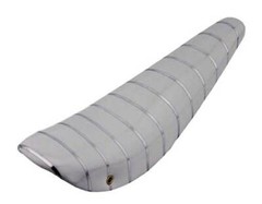17″ LONG VINYL BANANA LOWRIDER SEAT IN SPARKLE/WHITE W/SILVER STRIPE FOR20″ BIKE