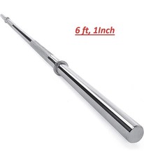 Fitness Weight Bar 6FT Barbell 1 Inch Solid Chrome Workout Exercise Lifting