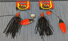 2 x Mission Tackle SBT38 Black/Orange Bluegill 3/8 oz Fishing Spinnerbait Lure