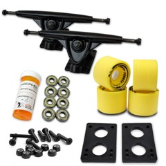Yocaher HD7 Longboard Combo – 7″/180mm Black trucks (71mm Solid Yellow Wheels)
