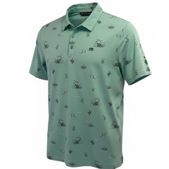 Travis Mathew Mens XL Mint Green Cactus Desert Print Golf Polo Shirt (M4)