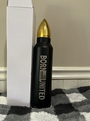 Born United Insulated Bottle 32oz Black & Gold Bullet Replica with Flip Lock