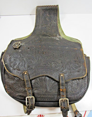 Vintage Tooled Leather Saddle Bags Motorcycle Floral Western Well Worn