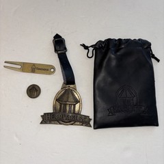 Hermitage Golf Course Bag Tag Ball Marker Divot Tool Carry Pouch Pewter
