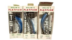Vintage Helin Flatfish X4 Coho Salmon Plastic Crankbait Lures W Boxes Lot 3