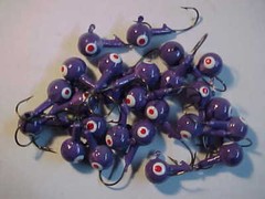 25 NEW LEAD HEAD FISHING JIG HEADS 3/8 OZ. lead WALLEYE PURPLE 1/0 hooks JIGS