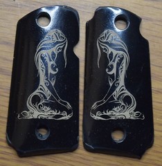 Kimber Micro 9 Lasered Black Polymer Grips W/ Nude Girl! Very Nice!