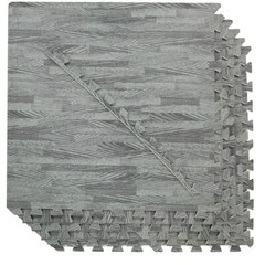 100 SqFt 3/8″ EVA Sea Haze Grey Wood Grain Foam Mat Interlocking 2’X2′ 25pcs