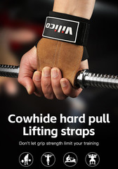 Leather Weight Lifting Gloves Wrist Straps for Weightlifting, Adjustable Weig…