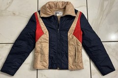 Profile Vintage Women’s Colorblock Ski Jacket Navy Beige Red Zip Size S