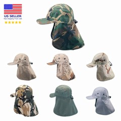 Premium Quality Ear Flap Sun Hat Neck Cover Baseball Cap Visor Camo Army Fishing