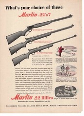 Vintage 1947 Marlin Rifles 22’s New Haven CT print ad