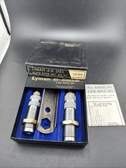 LYMAN 358 WIN RELOADING DIES, 2 DIE SET IN ORIGINAL BOX WITH SRENCH & PAPERS