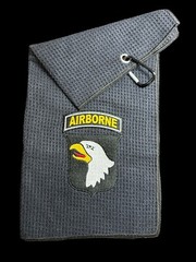 101st Airborne (Black) Golf Towel (8in X 16in) 32k Stitches!