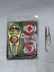 NEW Hat Trick 6-in-1 Divot Tool w/2 Chip Marker Set Canada Logo & Pride Divot
