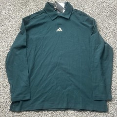 Adidas BTC LS Golf Polo Shirt Aurora Ivy Green Long Sleeve Mens Large JN3039