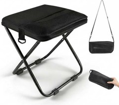 Ultra Light Folding Camping Stool with Storage Pocket Portable for Outdoor khaki
