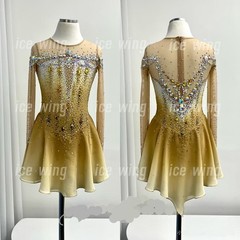 Figure Skating Dress Ice Skating Dress Competition Skating yellow handmade