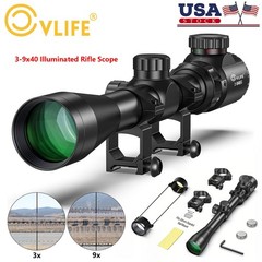 3-9×40 Hunting Rifle Scope Red Green Dual illuminated with Picatinny Rings Mount