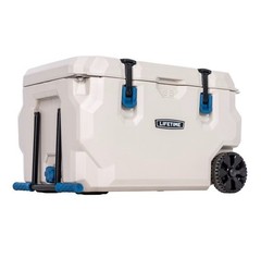 Lifetime 65 Quart High Performance Wheeled Cooler, Pumice Stone / Sea Blue 91259