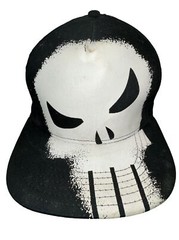 Punisher Marvel Black Hat Cap with White Skeletal Key Logo Front Back Snapback