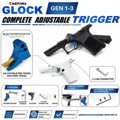 Glock Complete Adjustable Blue & Gold Trigger 3.5 Connector Gen 1-3 G17 19 26 34