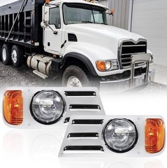 Headlights Assembly fit for Mack CV Replacement Left Driver and Chrome Pair