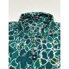 Bad Birdie Mens XL Golf Polo Shirt Green Floral Performance Stretch Short Sleeve