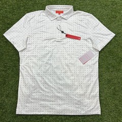 Redvanly The Times Polo Men’s Medium M Bright White Word Search Golf Shirt R2507