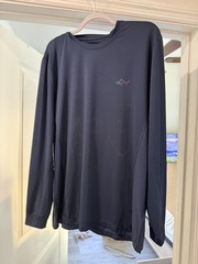 Greg Norman Golf Shirt Large Long Sleeve Navy Performance Stretch Play Dry Mens