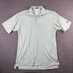 Turtleson Mens Polo Shirt Large Green Blue Check North Ridge Country Club NRCC