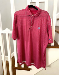 Fairway & Greene Men’s L Golf Polo Star Print Pink/White Short Sleeve