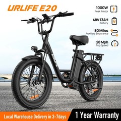 URLIFE 20″ Fat Tire Electric Bike for Adult 1000W 48V13AH Electric Bicycle Ebike