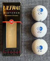 Sleeve of 3 Unused CSI Logo Golf Balls, Ultra 500 Distance, Wilson 90, New!
