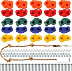 25 Packs Rock Climbing Holds, Indoor & Outdoor Rock Wall Climbing Kit, Multi-Col