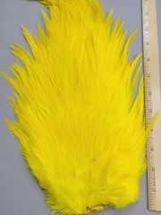 Lot 265, Dyed Yellow X-Large India Rooster Streamer Saddle Feathers