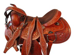 PRO WESTERN SADDLE BARREL RACING HORSE TRAIL PLEASURE LEATHER TACK 15 16 17 18