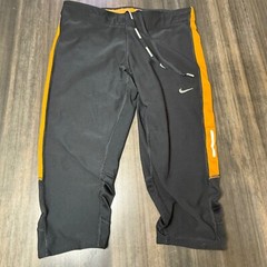 Nike Dri-FIT Running Capri Leggings Reflective Athletic Black Orange Size M