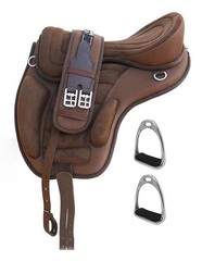 15″ English Horse Polo Synthetic Treeless Saddle Stirrups 80201BR