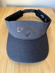 Callaway Golf Liquid Silver Metal Logo Blue/Grey Adjustable Visor/Hat/Cap – NEW