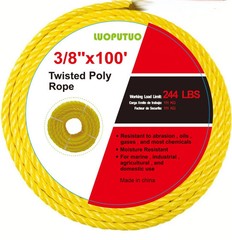 3/8 INCH 100 FT Yellow Poly Twisted Rope-Corrosion Resistant UV Resistant