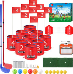 Golf Bucket Game, Backyard Golf Game for Golf Enthusiast- Portable 9 Holes Golf