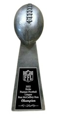 LOMBARDI STYLE FANTASY FOOTBALL TROPHY ANTIQUE SILVER 10.25″ FREE ENGRAVING