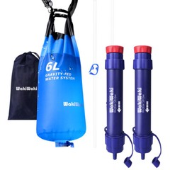 Gravity-Fed Water Filter System with2XPersonal Water Filter Straw Hiking,Camping