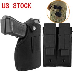 US Tactical Handgun IWB OWB Gun Holster Fits Laser or Light with Molle Mag Pouch