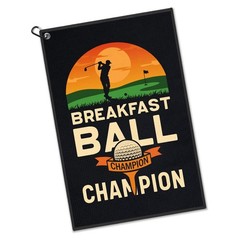 Gkodw Breakfast Ball Champion Golf Towel with Clip, Funny Bag Black