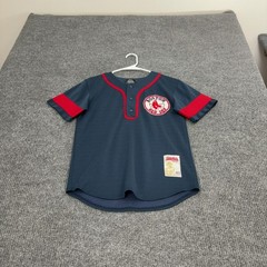 Boston Red Sox Stitches Jersey Mens Medium Blue Cotton Blend Henley Sportswear