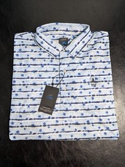 NWT MEN’S GREG NORMAN POLO, SIZE: M, COLOR: BLUE PALM PRINT (J553)