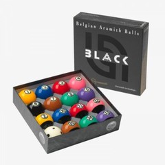ARAMITH TOURNAMENT BLACK BELGIUM POOL BALLS 2 1/4″ BRAND NEW SEALED SHIPS FREE